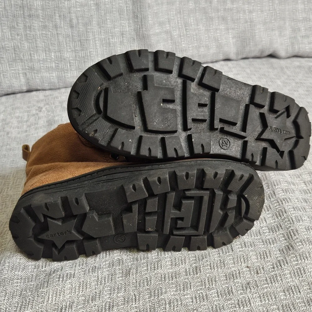 Carters Kids Size‎ 12 Fox Boots Brown Suede/ Man Made Textile